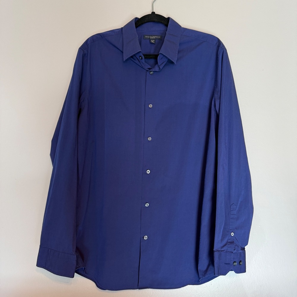 Banana Republic Slim Fit Men's Blue Button Down Work Dress Shirt Size L